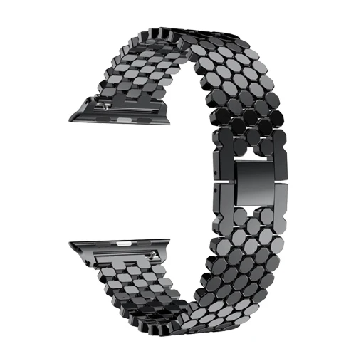 black Металлический ремешок для apple watch 5 4 полосным 44 мм 40 мм, 42 мм, 38 мм, версия наручных часов iwatch серии 5/4/3/2/1 ремень браслет из нержавеющей стали, аксессуары - Цвет ремешка: black