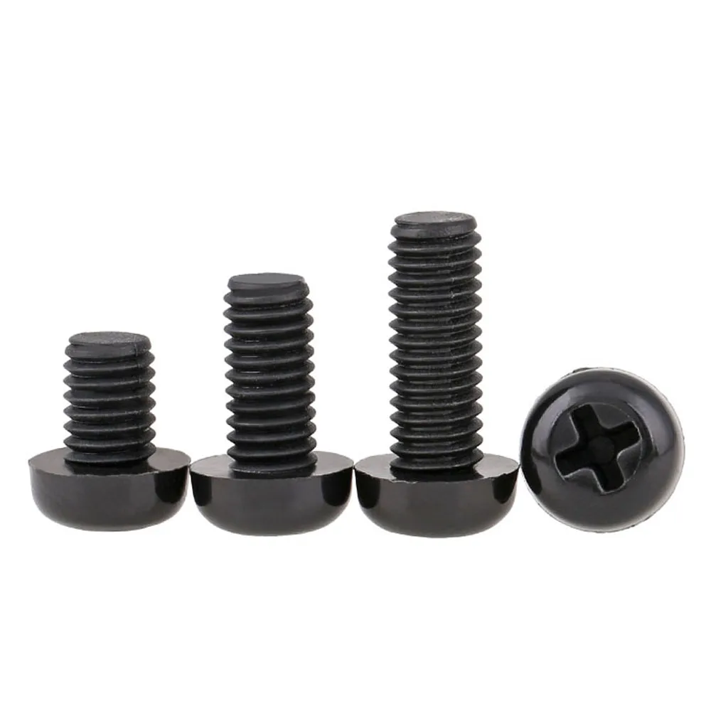Wkooa M2 Black Screws Nylon Round Head Phillips Drive Pack 1000