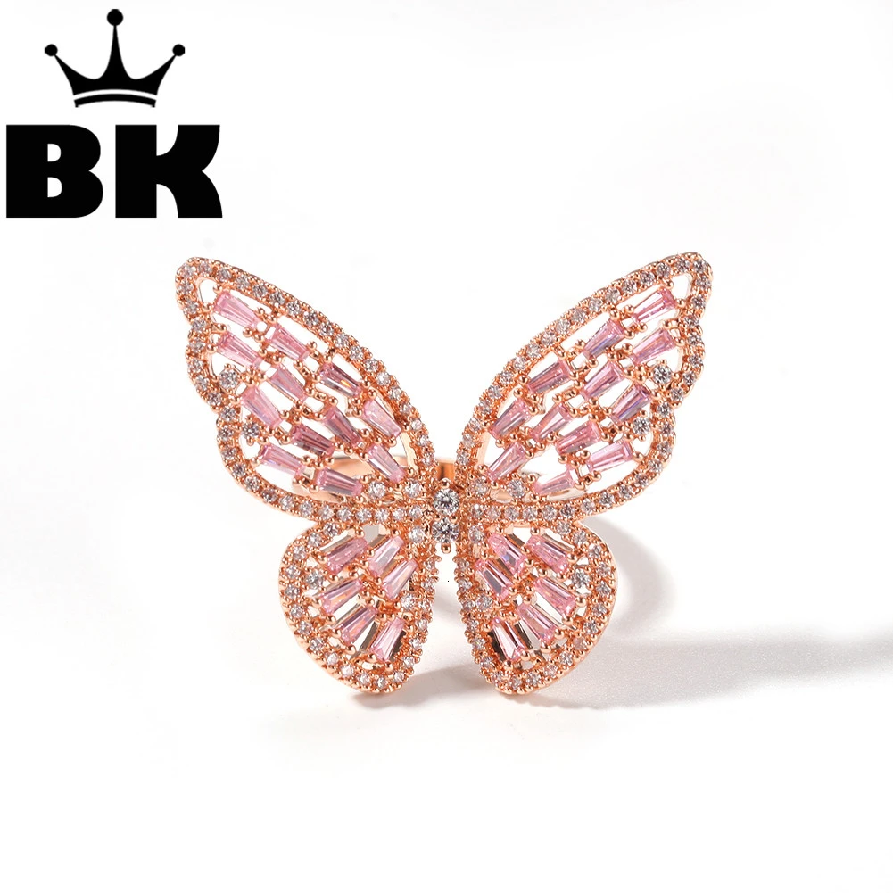 BLING KING полое текстурированное кольцо в виде бабочки кольцо с кубическим цирконием для мужчин молитвенные ювелирные с золотым оттенком распятие кольца Размер 8-12