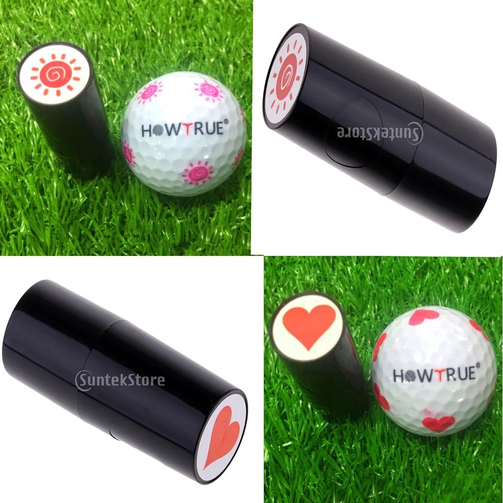 ABS Plastic + Silicone Golf Ball Stamper Stamp Cute Heart Sun Shape Seal Impression Marker Print Gift Prize for Golfer