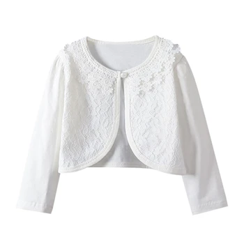 

Baby Girls Lace Cardigan Coats Solid Color Flowers Princess Bolero Shrug Tops Long Sleeve Outwear Toddler Kids Clothes 2-9T A20