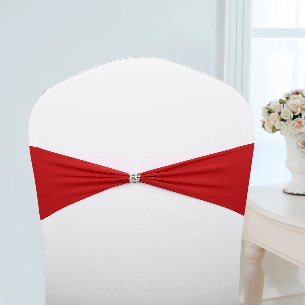 50pcs Wedding Chair Sashes Elastic Covers Bow Sash Decor Stretch Band Decoration | Дом и сад