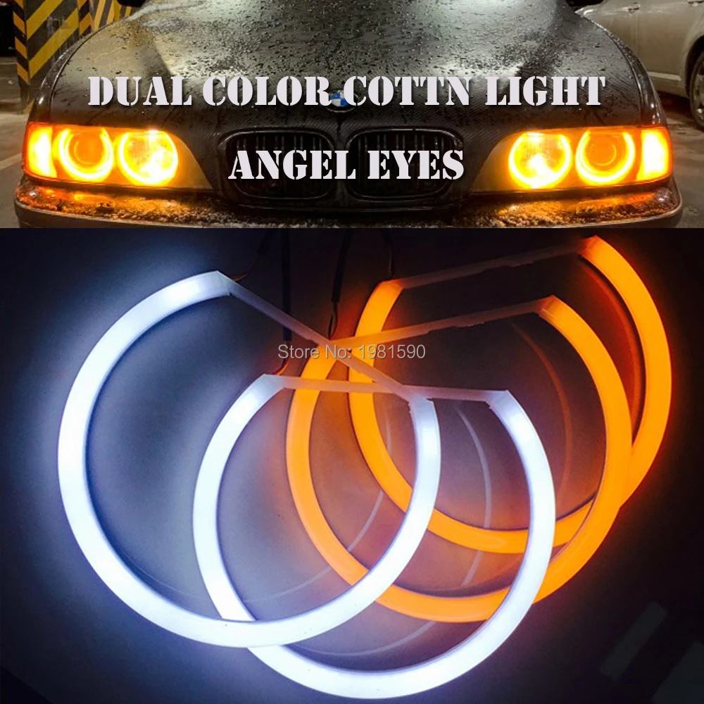 

2x131mm 2x146mm Cotton light dual color halo ring angel eyes for BMW E46 E90 E91 auto replacement headlight accessory