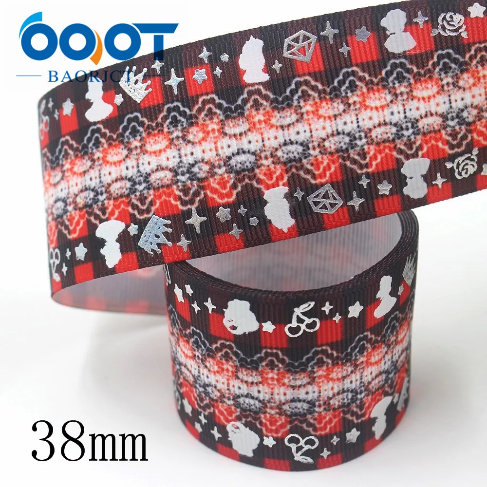 I-191118-2502 OOOT BAORJCT I-191118-2492, 38 мм, 5 ярдов Новые Флуоресцентные красочные печатные корсажные ленты, DIY ручной работы головные уборы подарочная упаковка - Цвет: I-191118-2502