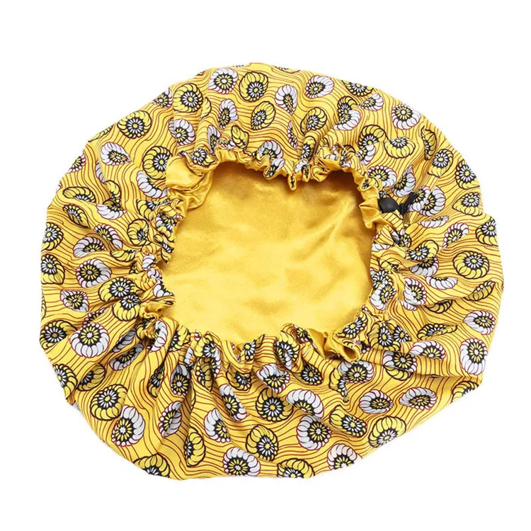 JD022-yellow Новое поступление, Детская шелковая ночная шапочка для сна, шапочка для волос, сатиновая эластичная повязка с принтом, ночная шапочка для сна, ночная шапочка для ухода за волосами - Цвет: JD022-yellow