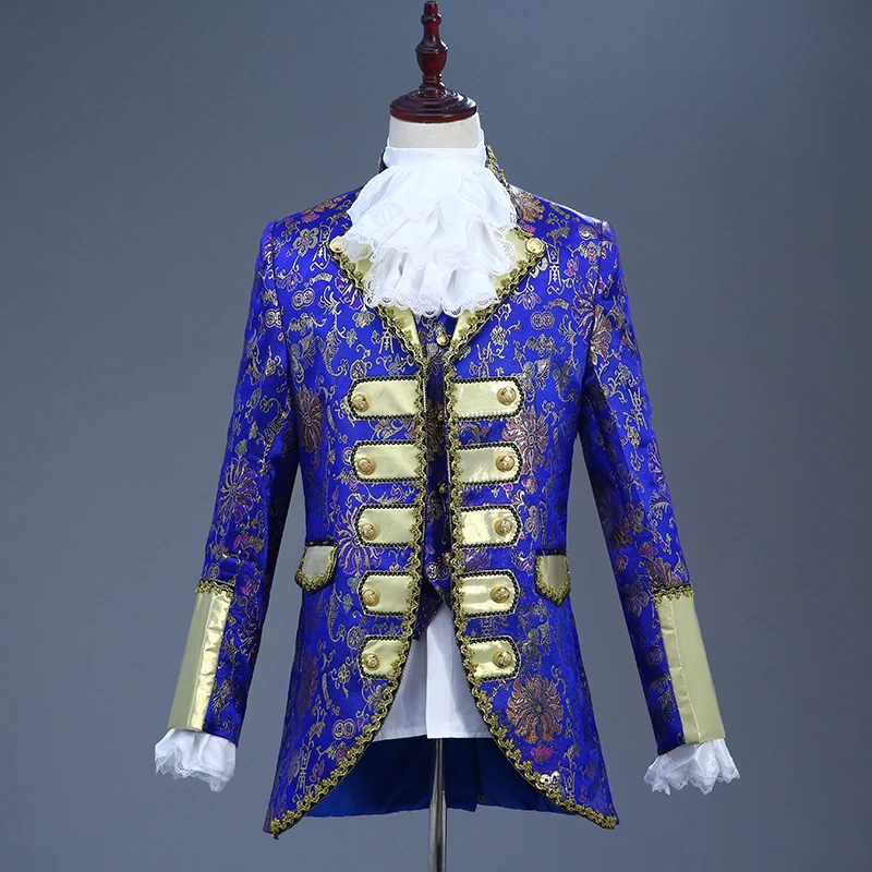 As picture coat Старый костюм Королевского графа, британский сценический костюм, костюм для выступлений, белые цветы - Цвет: As picture coat