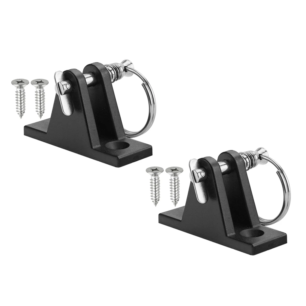2pcs Black Universal Boat Bimini Top Deck Hinges with Removable Pin