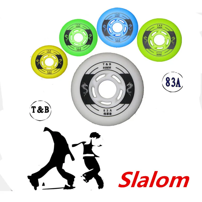 [72 мм 76 мм 80 мм] TianBo Inline Skate Wheel, 83A FSK слалом Recommand! Высокие эластичные колеса T& B для слалома уличной щетки