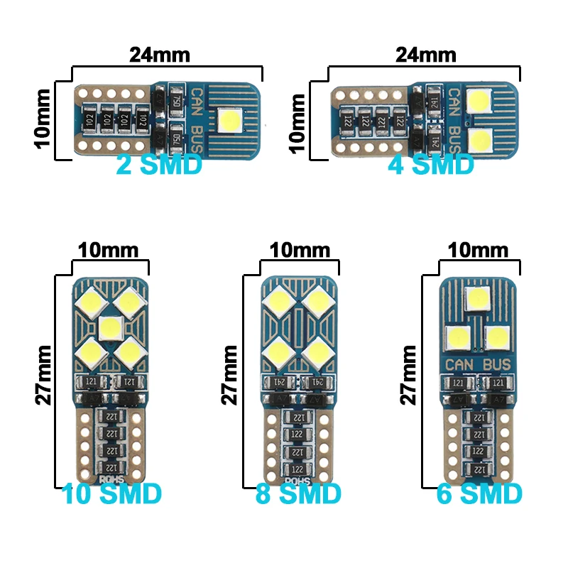 1x Автомобильный светодиодный лампы T10 W5W интерьер светодиодный светильник Canbus Нет Ошибка 12V 6500K белый 3030 SMD Авто дверные ручки, на танкетке, с боковой габаритный фонарь 194 5W5