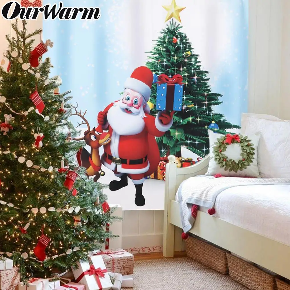 OurWarm 180 см* 180 см Рождественская Водонепроницаемая занавеска для душа Санта Клаус для ванной комнаты занавеска для гостиной рождественские украшения на стену