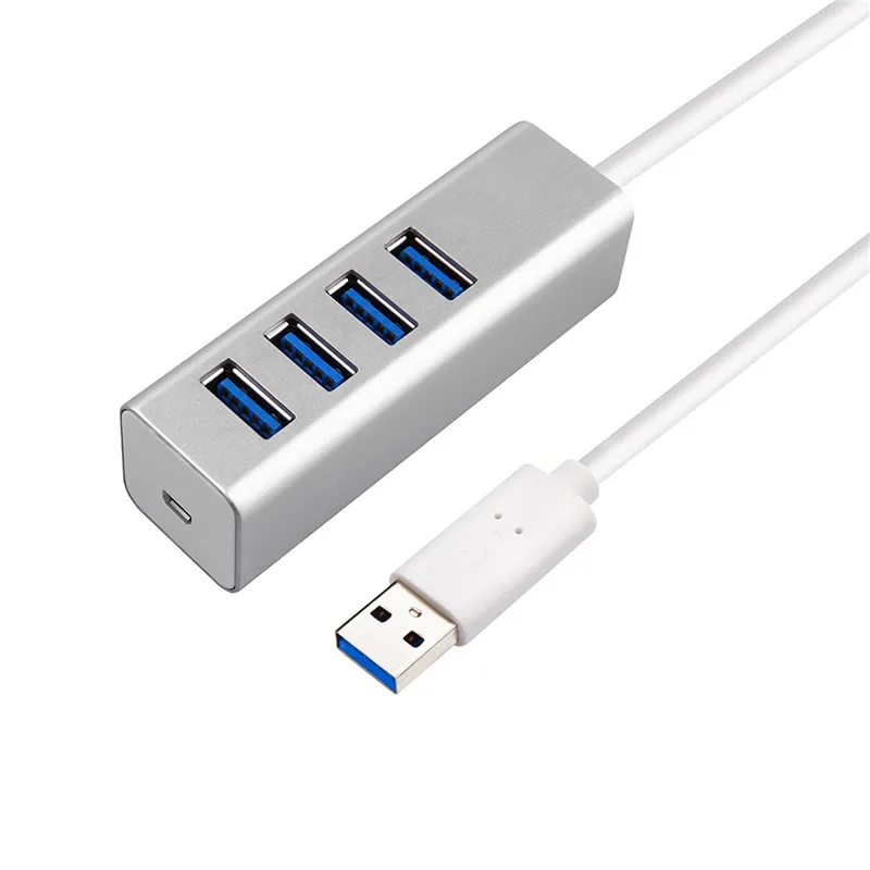 Алюминиевый USB 3,0 концентратор Высокоскоростной 4 порта адаптер питания 5 Гбит/с скорость передачи для компьютера, ноутбука, ПК Usb концентраторы