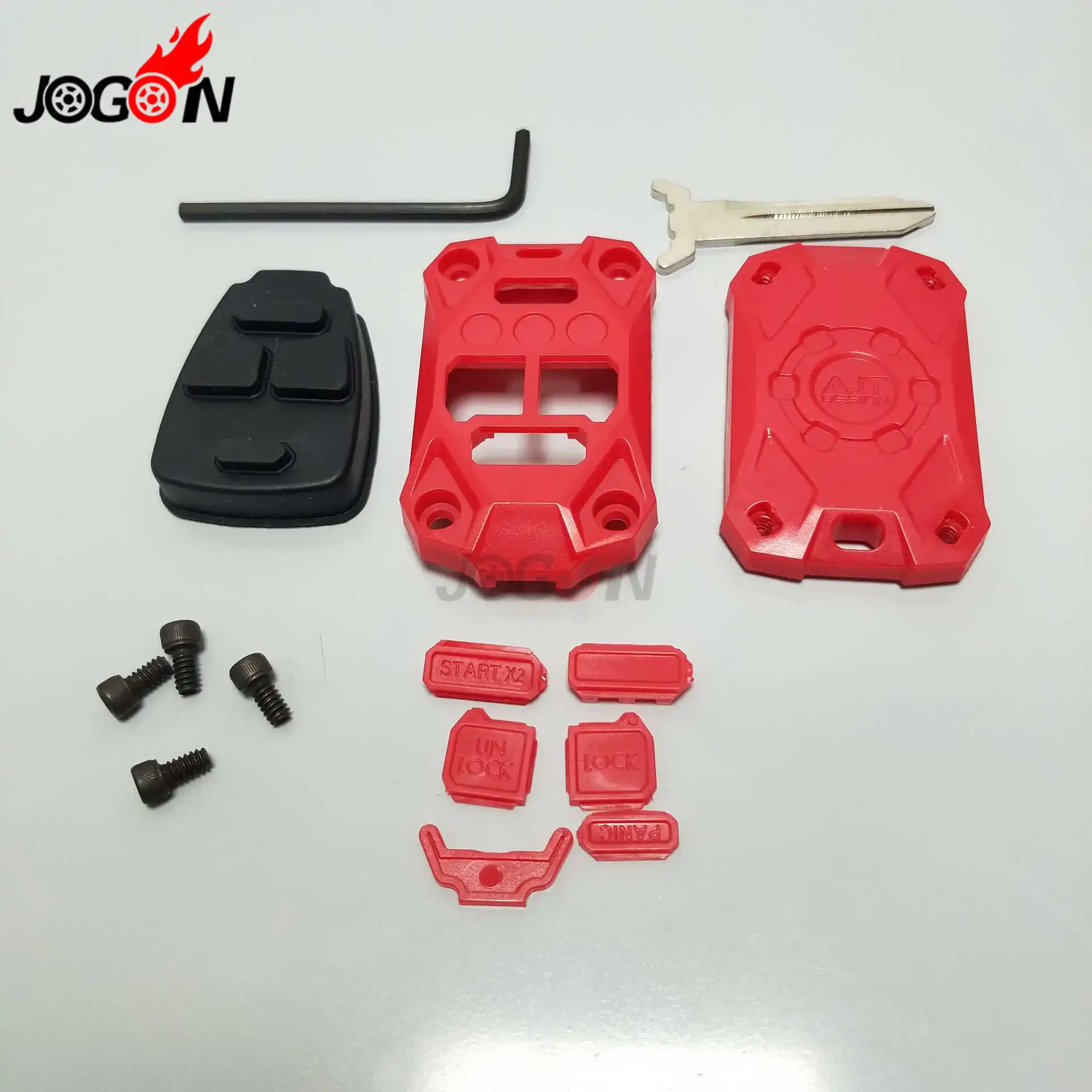 Красный Для Jeep Wrangler JK 2007-04/ дистанционный чехол для ключа 4 кнопки Замена корпуса - Название цвета: Красный