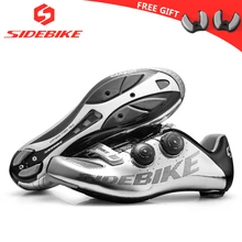 Новинка, обувь для велоспорта sidebike road, углеродная с SPD KEO, чехол для гонок, Шоссейная велосипедная обувь, мужские профессиональные велосипедные кроссовки, зеркальные Серебристые