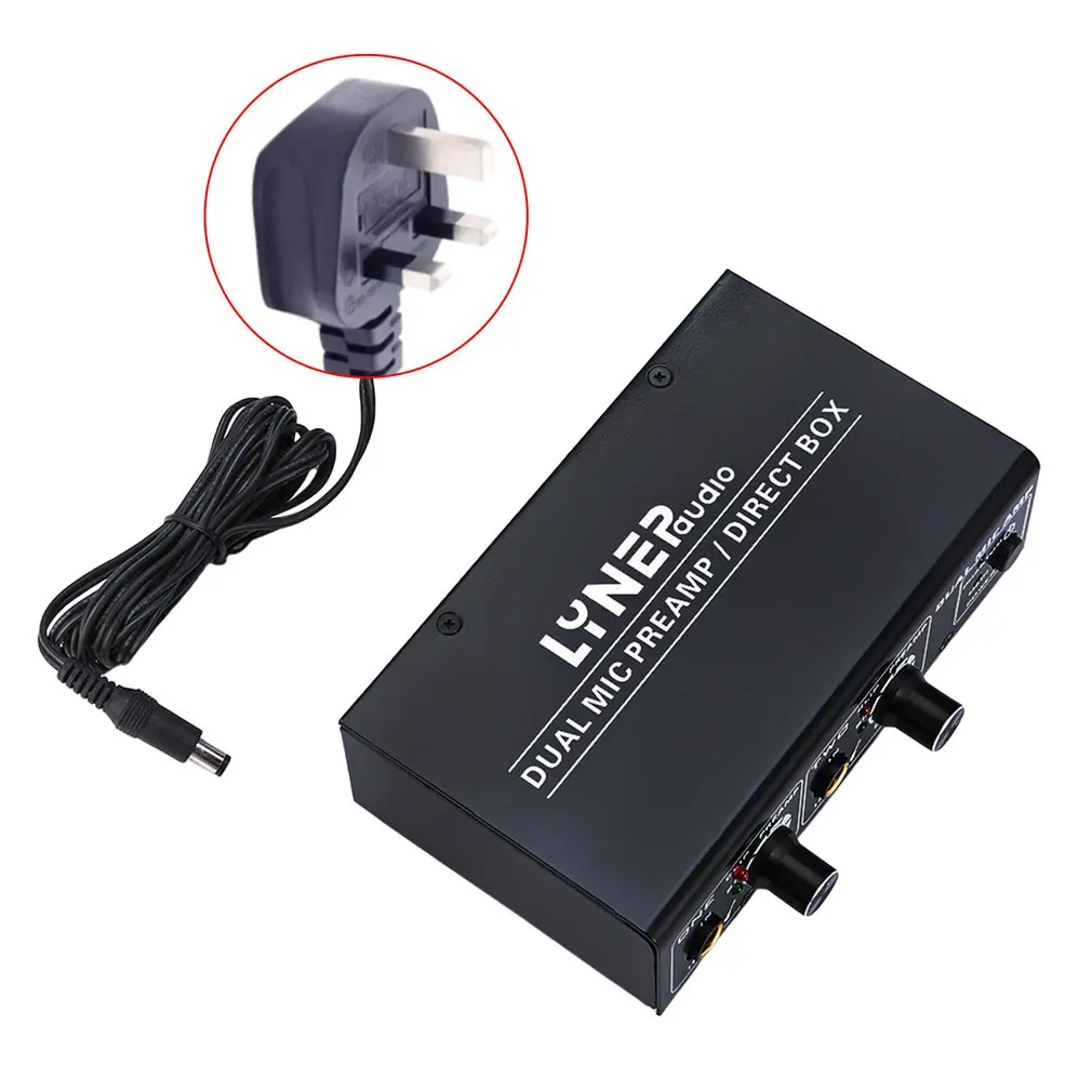 EU Professional Dual Capacitor Microphone Amplifier Electric Guitar Electric Bass Amplifier Signal Enhancer - Цвет: EU