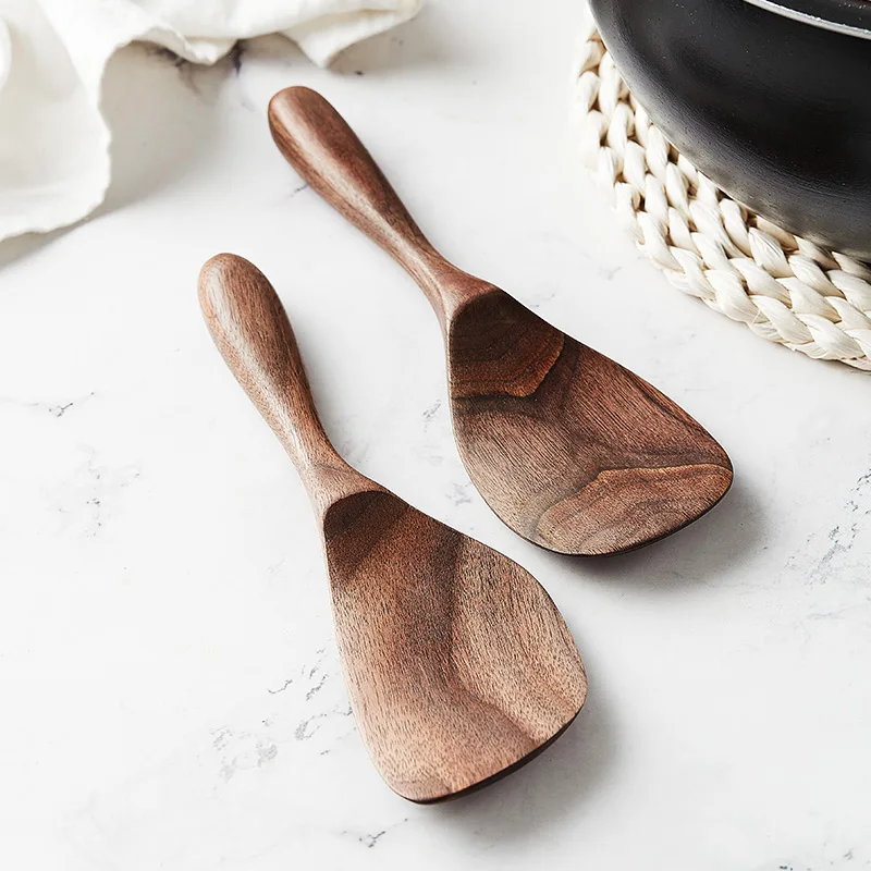 Japan Style Black Walnut Rice Scoop Home Use Non-Stick Rice Spoon Eco No Paint Natural Wood Kitchen Utensils Shovel