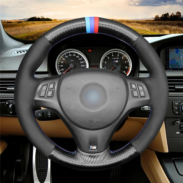 Car Steering Wheel Cover Black Artificial Leather Hand-stitched For BMW E90  E91 E92 E93 E87 E81 E82 E88 X1 E84 Car Accessories - AliExpress