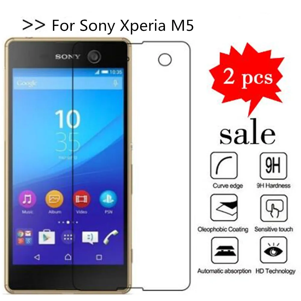 

2PCS Glass For Sony Xperia M5 Screen Protector Tempered Glass For Sony M5 E5606 Lte E5643 E5633 E5603 E5653 Dual Protective Film