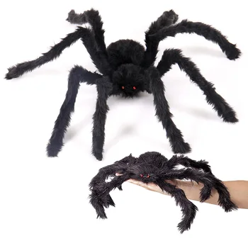 

Amawill 1Pcs 30/50/60cm Halloween Black Multicolour Big Plush Spiders Kids Toy Plush Fun Style For Party Halloween Decoration