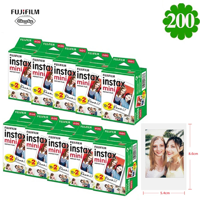 100 листов Fujifilm Instax Mini пленка Instax Mini 8 9 фильм Фотобумага для ЖК-дисплея с подсветкой Fujifilm Instax Mini 7 s/8/25/90/9 Instax Камера мини - Цвет: 200 Sheets