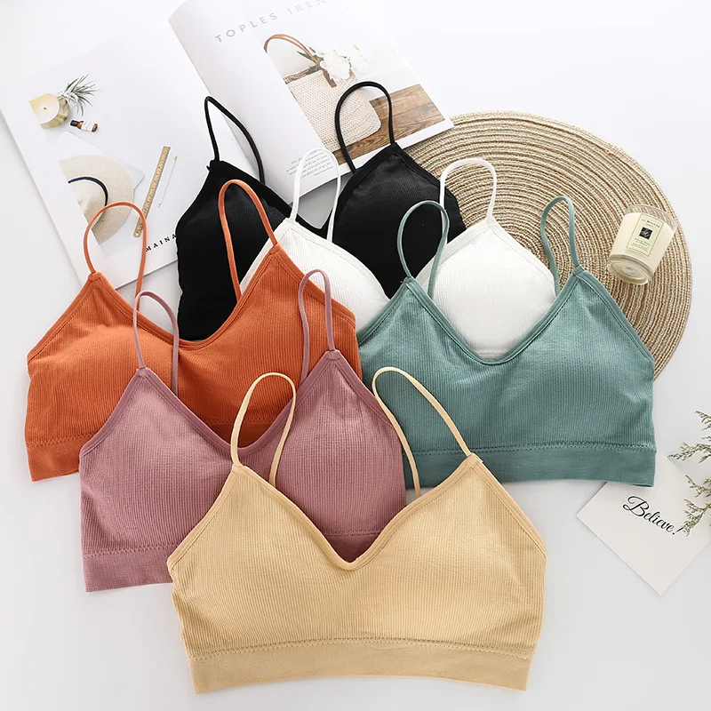 SP CITY Simple Vogue Sporty Invisible Push Up Bra Solid Top Sexy Seamless Bralette Chest Tops