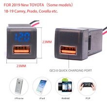 Для 19 новых Toyota Prado Camry Corolla USB для Xiaomi huawei QC3.0 телефон автомобильное быстрое зарядное устройство разъем автомобильное зарядное устройство адаптер Быстрая зарядка