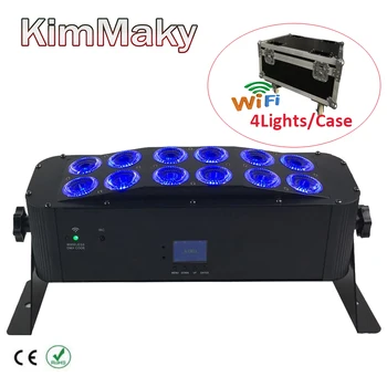 

4Lights / case Maky with wifi 12x18w battery wireless uplights LED Wall Washer stage uplighting for wedding
