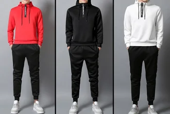 

Casual Men's Sets Solid Tracksuit Pullover Hoodies Set Spring Autumn Men Sports Suit Warm 2 Piece Set Hoodie+Pants Plus Size 4XL
