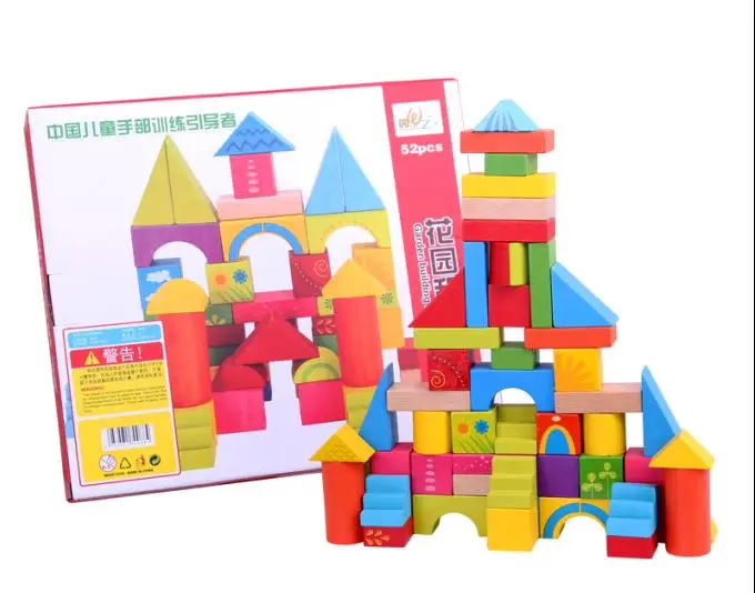 52PCS Garden Blocks Классические детские развивающие строительные блоки с веселой фермой, 52 шт., 4 стиля, Игрушки для раннего образования, деревянные блоки, игрушки для детей, деревянные блоки, игрушки в подарок - Цвет: 52PCS Garden Blocks