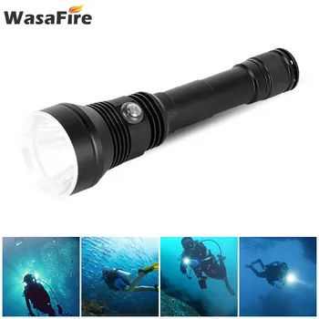 

Newest Scuba Flashlights XHP7 5 Modes Underwater Dive Lanterna Waterproof Diving Torch Hunting Light with 18650 Battery+Charger