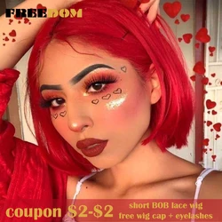 FREEDOM Short Wigs Blonde BOB 10 inches Synthetic Lace Wig Black Ombre 613 Brown Short Straight Wigs For Black Women