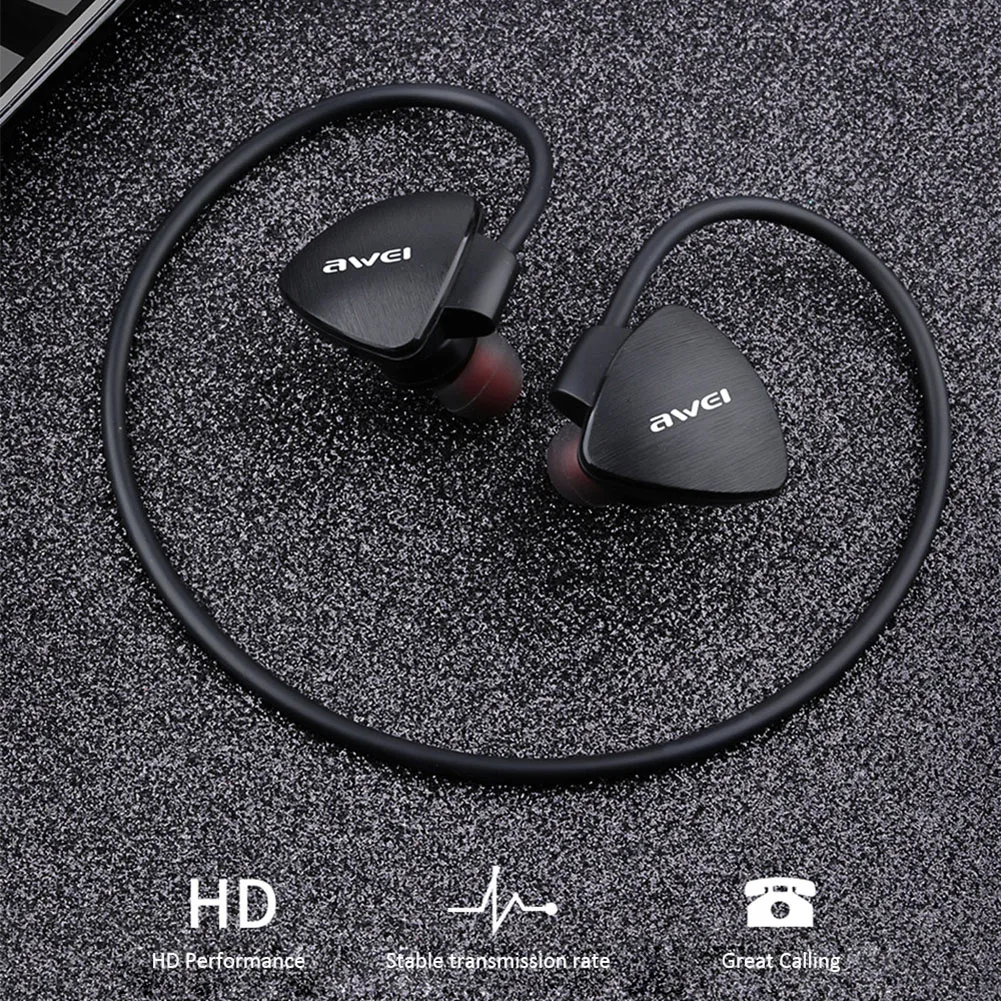 AWEI Waterproof bluetooth earphone Sport Running Wireless Headphones Stereo Bass Headset With Mic For Phone iPhone headphones