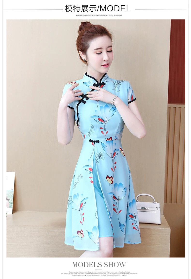 Китайское платье, традиционное платье с принтом, qipao, женские вечерние платья, Ретро стиль, cheongsam, для женщин, невесты, шифоновый чонсам, современный