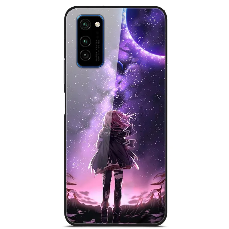 Для huawei Honor V30 чехол с милым рисунком стекло Жесткий задняя крышка чехлы для huawei Honor View 30 Pro Чехол Honor V30 Pro 5G бампер