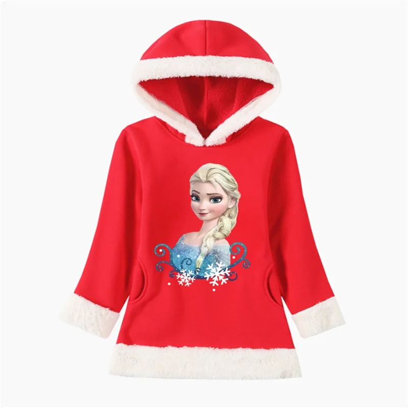 

Winter Christmas Icing Girls Sweatshirts Elsa Princess Toddler Hoodies Teenagers Children Cute Autumn Long Fleece Coat Tops