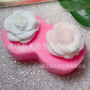 

2 Stereo Double Rose Flower Fragrance Plaster Silicone Mold Handmade DIY Crystal Epoxy Flower Mold 15-1034