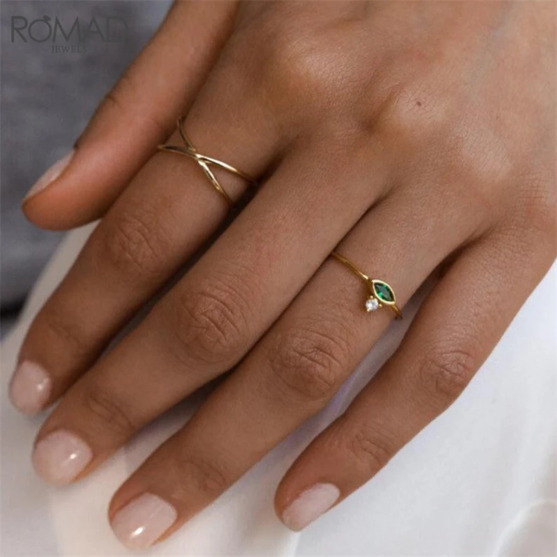 ROMAD 925 серебро регулируемое кольцо для женщин изящное полое крест золотистое кольцо обручальное свадебное кольцо ювелирные изделия R5