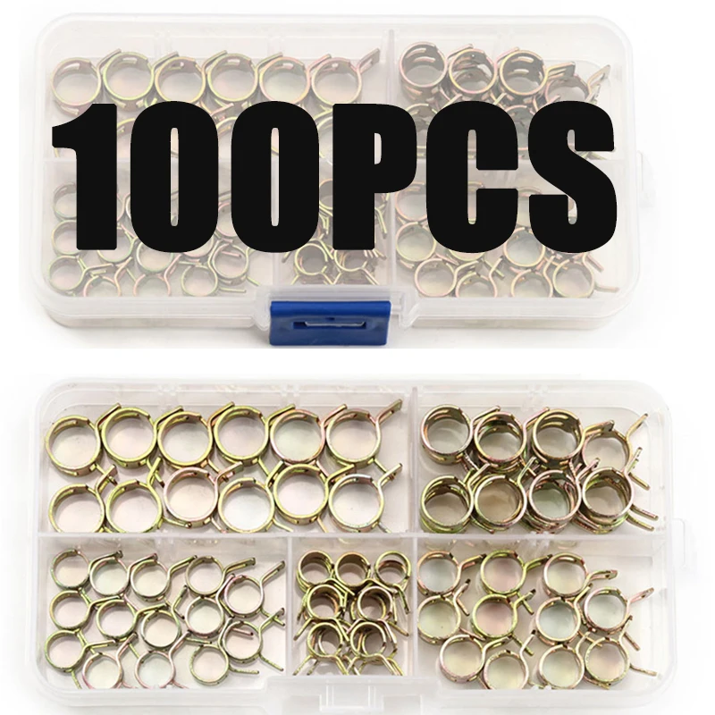 75/100 pcs Spring Hose Clamps 6-20mm Zinc Plated Clip Fuel Line Water Pipe Air Tube Fastener Clamp | Обустройство дома