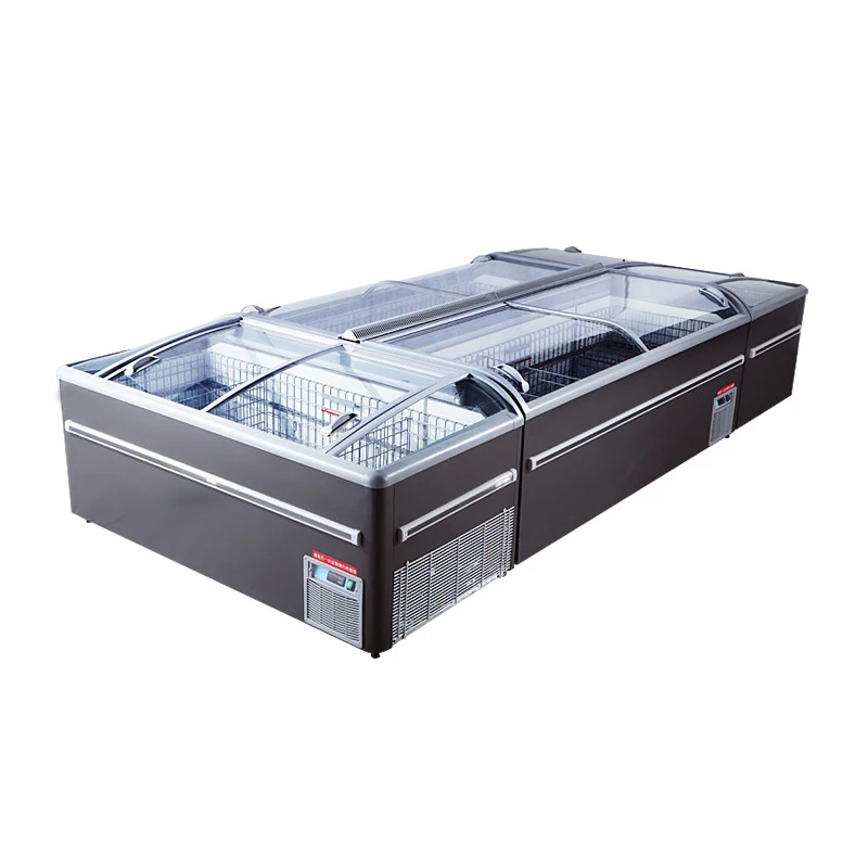 1.85m*2pcs 2.1m*2pcs 4pcs Freezers Beautiful Cheaper Meat freezer Supermarket Freezer Cabinet Island End freezer
