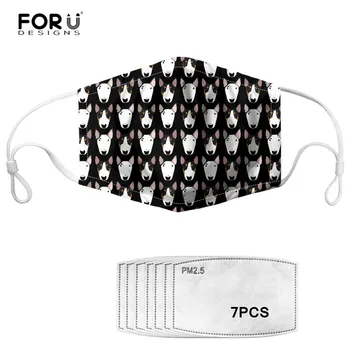 

FORUDESIGNS Bull Terrier Print Face Mask Windproof Mouth Mask with 7pcs Filter Anti-dust Reusable Mouth-muffle for Adults Kids