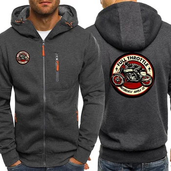 

New Autumn Full Throttle Cafe Racer Rockabilly Biker Mens Hoodie Fashion Jackets Zipper Casual Coat Streetwear Hoody Long Sleeve