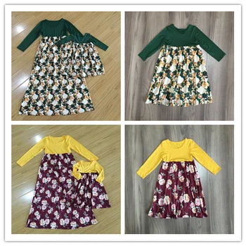 

mom daughter clothes baby girls classic dress girls long sleeve floral dress soft cotton dress mum and daughter clothes