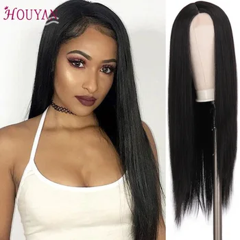 

HOUYAN HOUYAN Lace Front Straight Hair Wig Long Straight Hair 26" Synthetic Heat-resistant Hair Straight Black