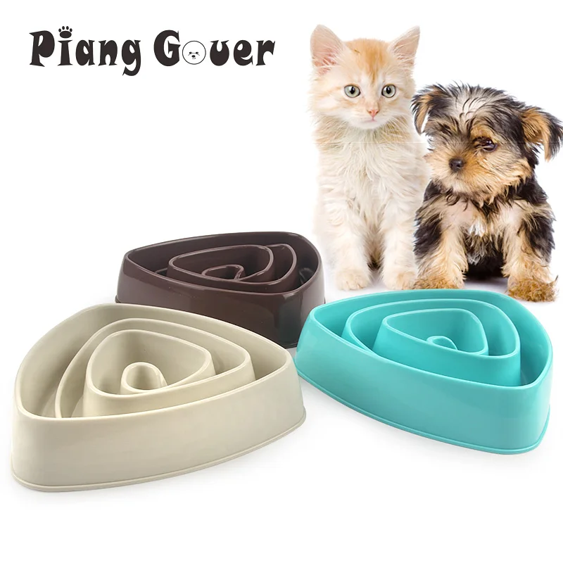 

Triangular Dog Slow Eating Training Bowl Puppy Kitten Plastic Food Feeding Bowl Pet Avoid Choke Feeder Pet Dog Bowls