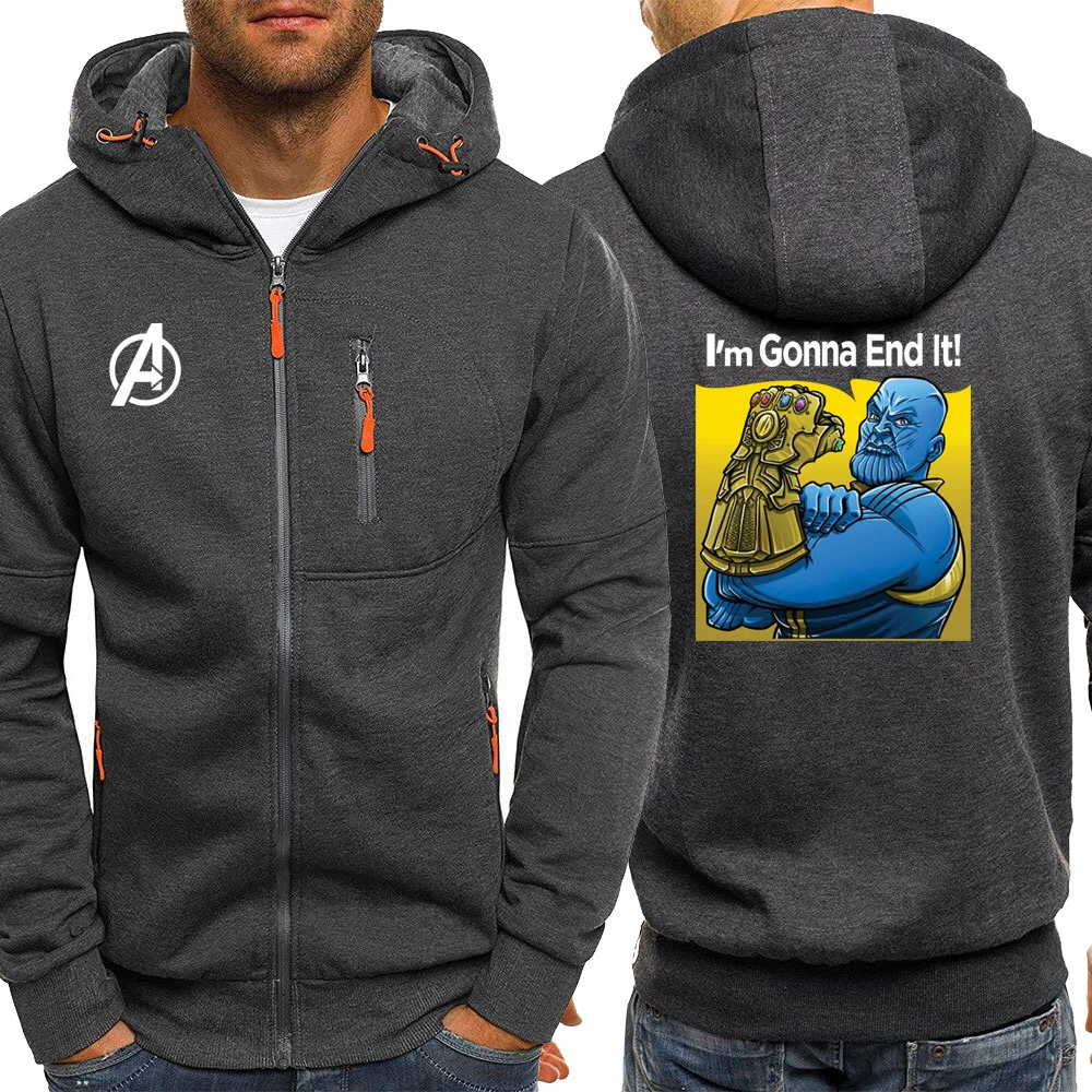 Мужская куртка, на молнии, Thanos Infinity Gauntlet, Мужская Флисовая одежда, Мстители, брендовые толстовки, мужские,, Осенние, новинка, топы