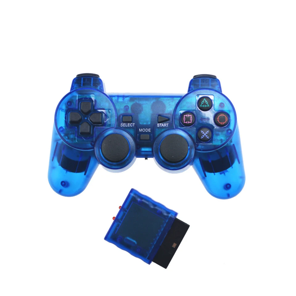 Игровые аксессуары геймпад для PS2 джойстика Джойстик Двойной вибрационный шок беспроводной контроллер для PlayStation 2 - Цвет: Синий