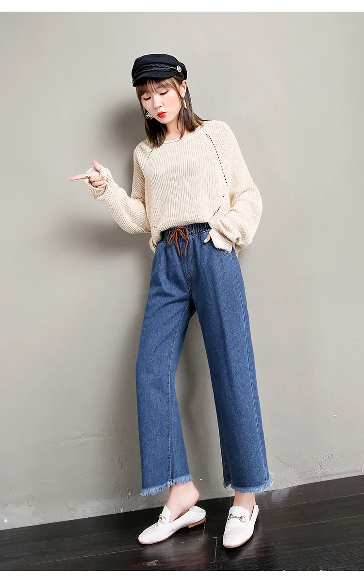 Jeans Loose Pants Capri Pants High-waisted Loose-Fit Korean-style Autumn And Winter Large Size Dress 200