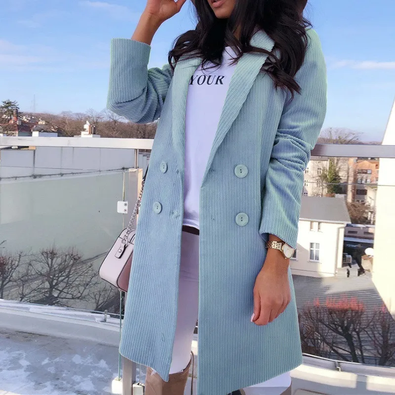 Womens Winter Office Coat Trench Jacket Ladies Long Blazer Overcoat Casual Slim Fit Outwear Plus Size