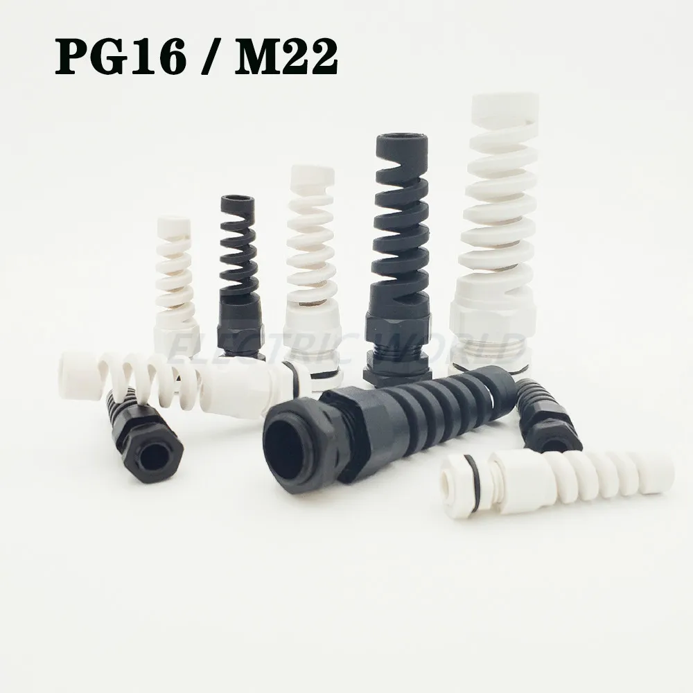 Nylon Cable glands PG16 M22 waterproof cable connectors thread gland rubber wiring conduit IP68 Anti-bending plastic cable sleev