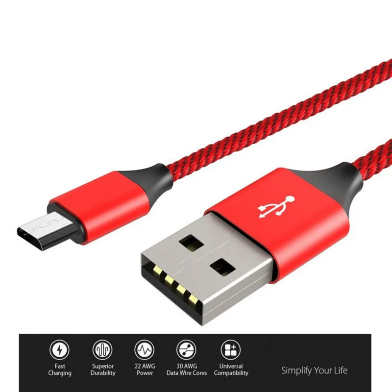 NOHON Micro USB кабель 2A 2 м Быстрая зарядка USB зарядное устройство Шнур нейлоновый плетеный кабель для передачи данных для samsung huawei Honor Xiaomi Meizu LG