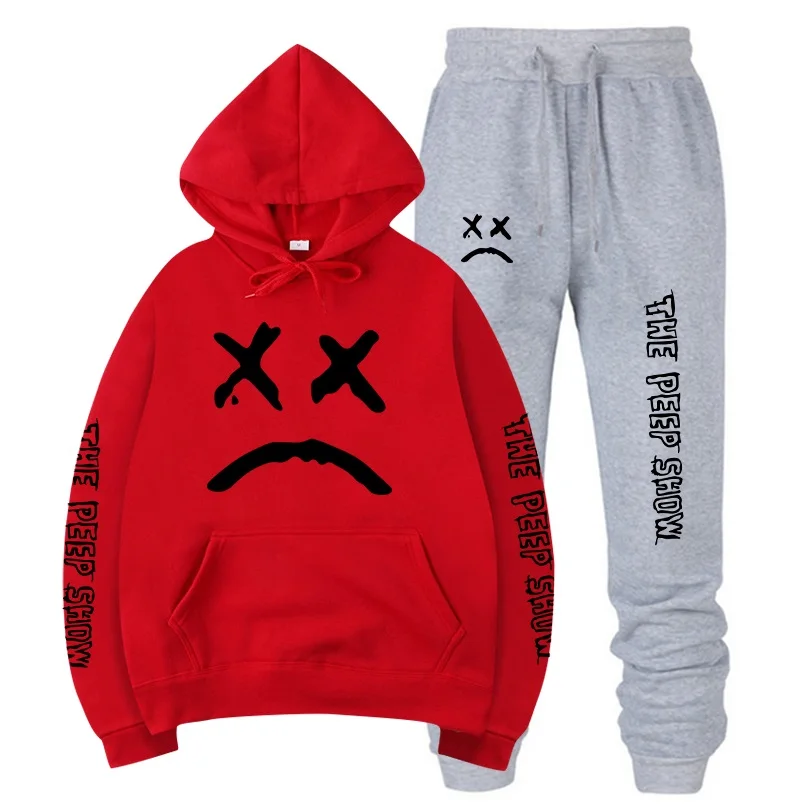 RIP Lil Peep Hoodies Sweatshirt+ Sweatpants Suits Men Women Hip Hop Lil Peep Cry Baby Pullover Two Piece Set Sudaderas